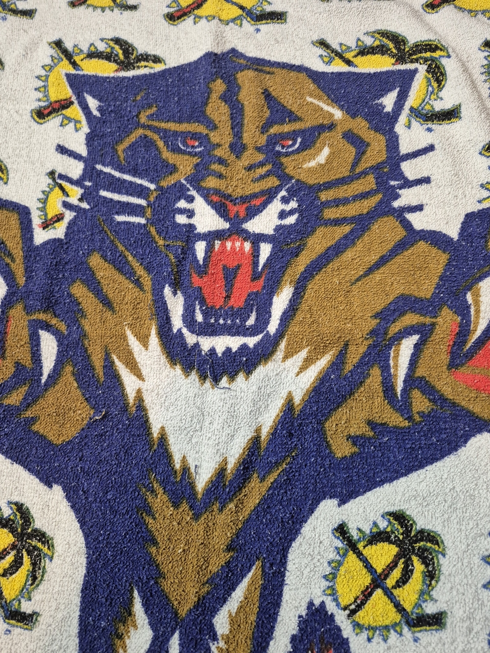 Vintage 90s Florida Panthers NHL Beach Towel Leaping Cat Logo 54" Cup Era!